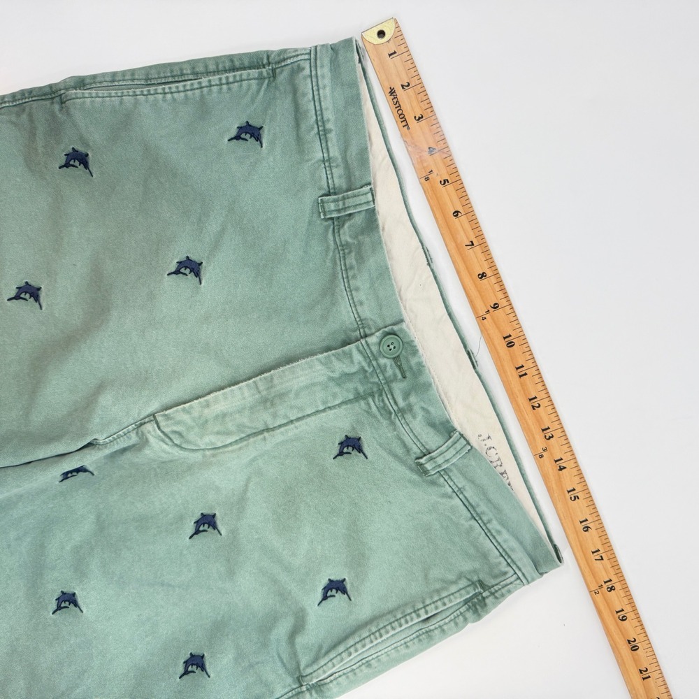J.Crew Mens Broken-In Chino Shorts Sage Green Marlin Embroidered Size 34 Regular - Picture 10 of 11